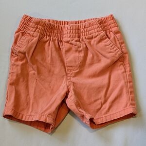 Orange Elastic Waist Casual Shorts